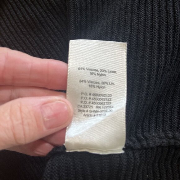 Aritzia Wilfred Black Sweater Womens Sz M Ribbed Knit 3/4 Sleeve Longer Length - Picture 7 of 9